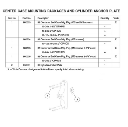 CENTER CASE MOUNTING PACKAGES AND CYLINDER ANCHOR PLATE